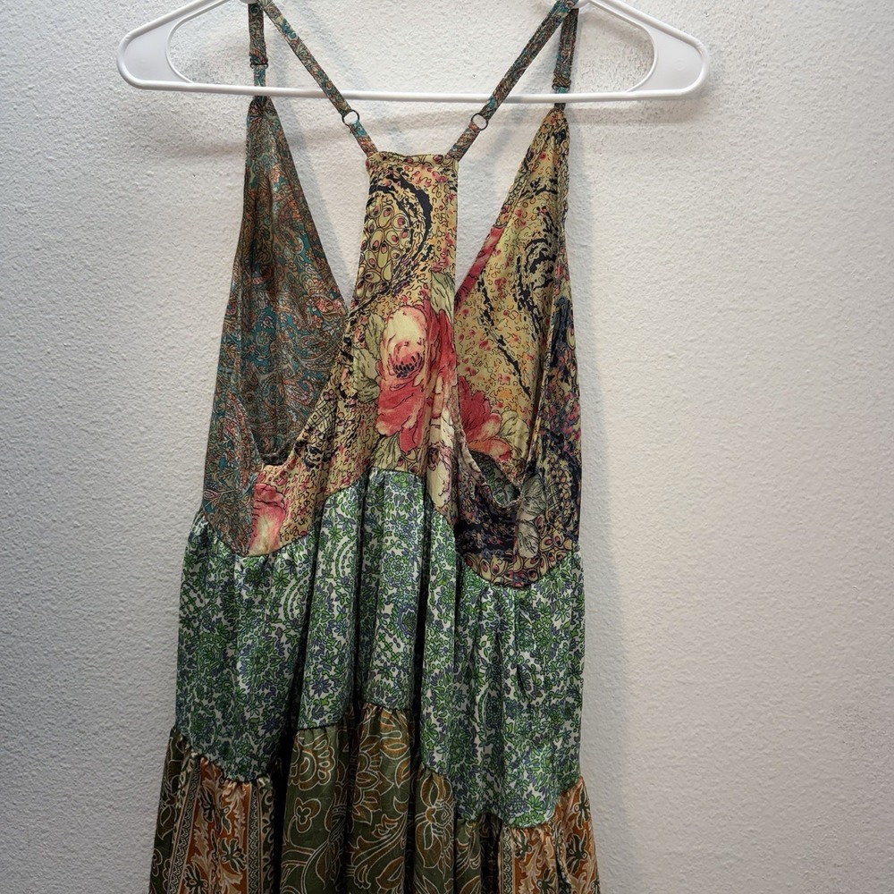 Y2k Paani Babydoll Patchwork Mini Dress Indie Festival Sundress Sz M Tiered Boho - Picture 5 of 11